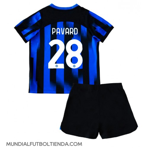 Camiseta Inter Milan Benjamin Pavard #28 Primera Equipación Replica 2023-24 para niños mangas cortas (+ Pantalones cortos)
